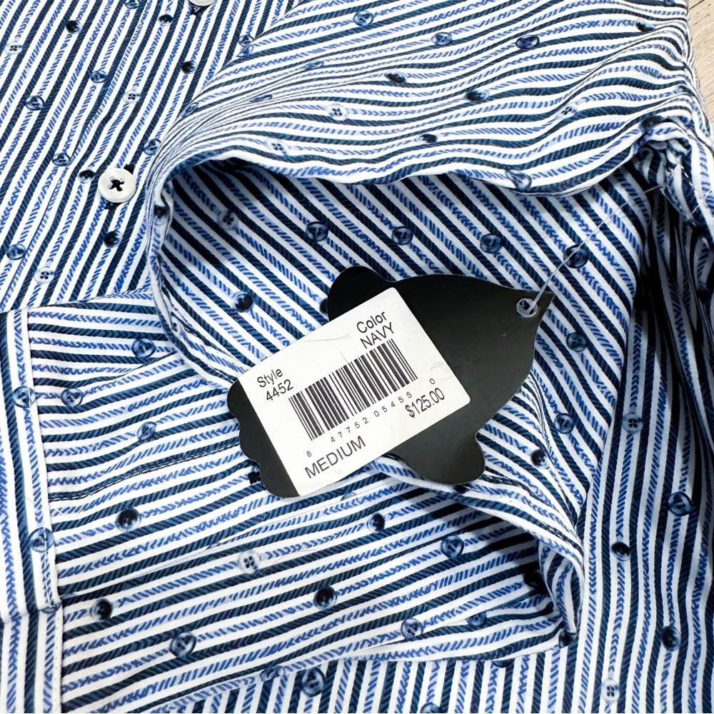 NWT VISCONTI BLACK Men's Patterned Striped Shirt Size Medium - Picture 6 of 13